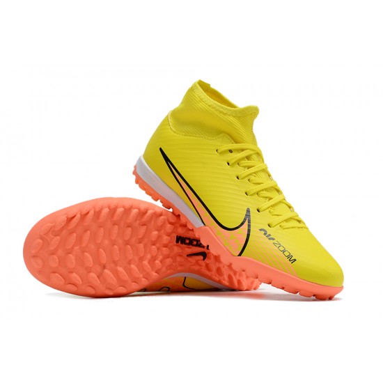 Nike Air Zoom Mercurial Superfly IX Academy TF High-top Yellow Women And Men Soccer Cleats 