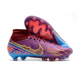 Nike Air Zoom Mercurial Superfly IX Elite AG High-top Purple Women And Men Soccer Cleats 