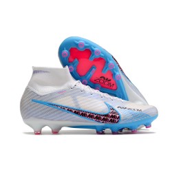 Nike Air Zoom Mercurial Superfly IX Elite AG High-top White Blue Pink Women And Men Soccer Cleats 