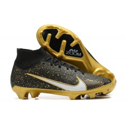 Nike Air Zoom Mercurial Superfly IX Elite FG High-top Black Gold Women And Men Soccer Cleats 