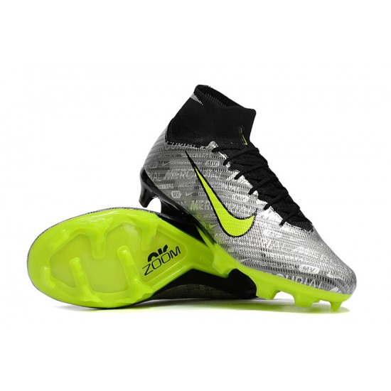 Nike Air Zoom Mercurial Superfly IX Elite FG High-top Black Grey Yellow Women And Men Soccer Cleats 