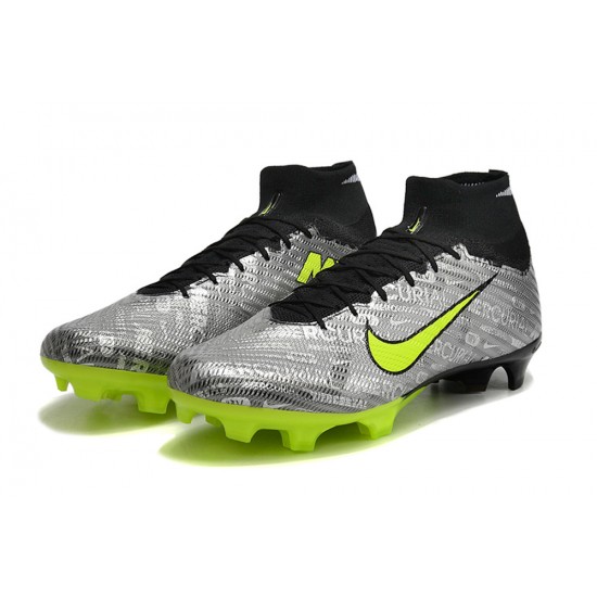 Nike Air Zoom Mercurial Superfly IX Elite FG High-top Black Grey Yellow Women And Men Soccer Cleats 