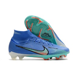 Nike Air Zoom Mercurial Superfly IX Elite FG High-top Blue Turqoise Women And Men Soccer Cleats 