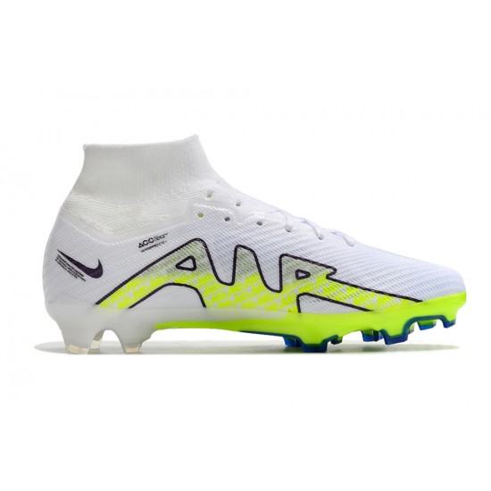 Nike Air Zoom Mercurial Superfly IX Elite FG High-top Blue White Yellow Women And Men Soccer Cleats 