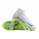 Nike Air Zoom Mercurial Superfly IX Elite FG High-top Blue White Yellow Women And Men Soccer Cleats 