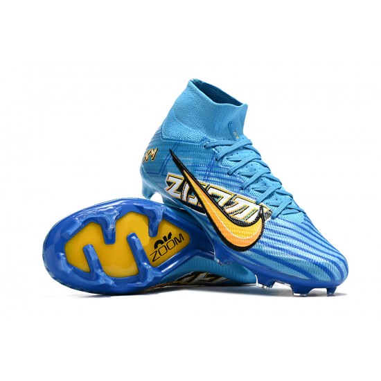 Nike Air Zoom Mercurial Superfly IX Elite FG High-top Blue Yellow Women And Men Soccer Cleats 