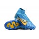 Nike Air Zoom Mercurial Superfly IX Elite FG High-top Blue Yellow Women And Men Soccer Cleats 