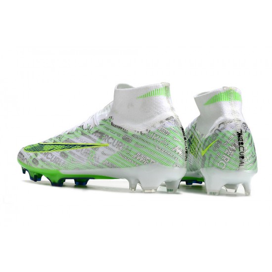 Nike Air Zoom Mercurial Superfly IX Elite FG High-top Green White Women And Men Soccer Cleats 