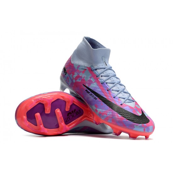 Nike Air Zoom Mercurial Superfly IX Elite FG High-top Grey Pink Purple Women And Men Soccer Cleats 