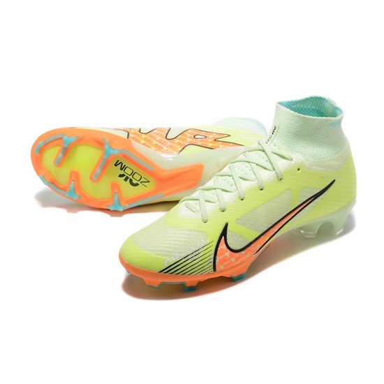 Nike Air Zoom Mercurial Superfly IX Elite FG High-top Light Green Orange Men Soccer Cleats 