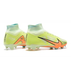 Nike Air Zoom Mercurial Superfly IX Elite FG High-top Light Green Orange Men Soccer Cleats 