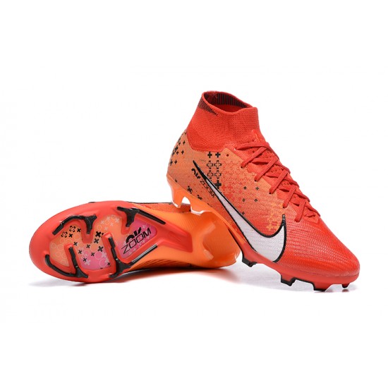 Nike Air Zoom Mercurial Superfly IX Elite FG High-top Orange Black White Women And Men Soccer Cleats 