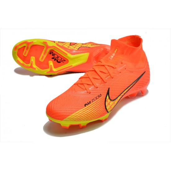 Nike Air Zoom Mercurial Superfly IX Elite FG High-top Orange Yellow Women And Men Soccer Cleats 