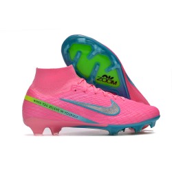 Nike Air Zoom Mercurial Superfly IX Elite FG High-top Pink Turqoise Women And Men Soccer Cleats 