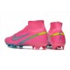 Nike Air Zoom Mercurial Superfly IX Elite FG High-top Pink Turqoise Women And Men Soccer Cleats 