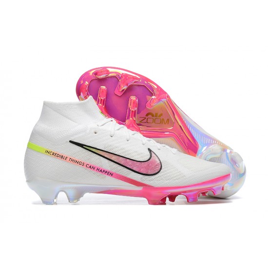 Nike Air Zoom Mercurial Superfly IX Elite FG High-top Pink White Women And Men Soccer Cleats 