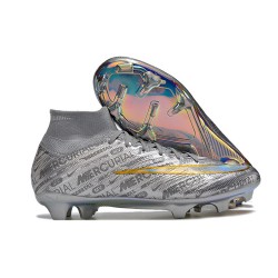 Nike Air Zoom Mercurial Superfly IX Elite FG High-top Sliver Gold Women And Men Soccer Cleats 