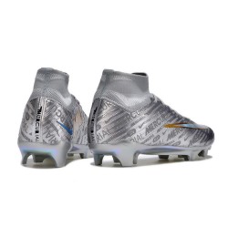 Nike Air Zoom Mercurial Superfly IX Elite FG High-top Sliver Gold Women And Men Soccer Cleats 