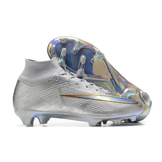 Nike Air Zoom Mercurial Superfly IX Elite FG High-top Sliver Women And Men Soccer Cleats 