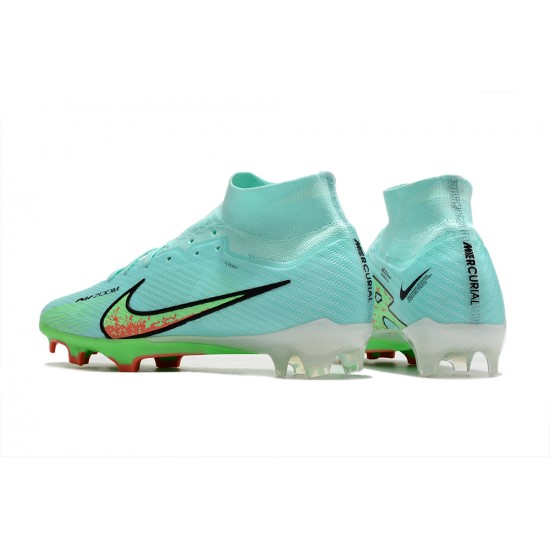 Nike Air Zoom Mercurial Superfly IX Elite FG High-top Turqoise Green Women And Men Soccer Cleats 