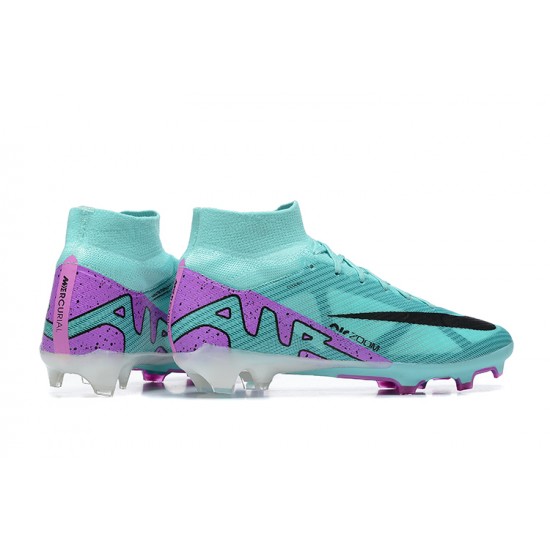 Nike Air Zoom Mercurial Superfly IX Elite FG High-top Turqoise Purple Women And Men Soccer Cleats 