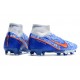 Nike Air Zoom Mercurial Superfly IX Elite FG High-top White Blue Women And Men Soccer Cleats 