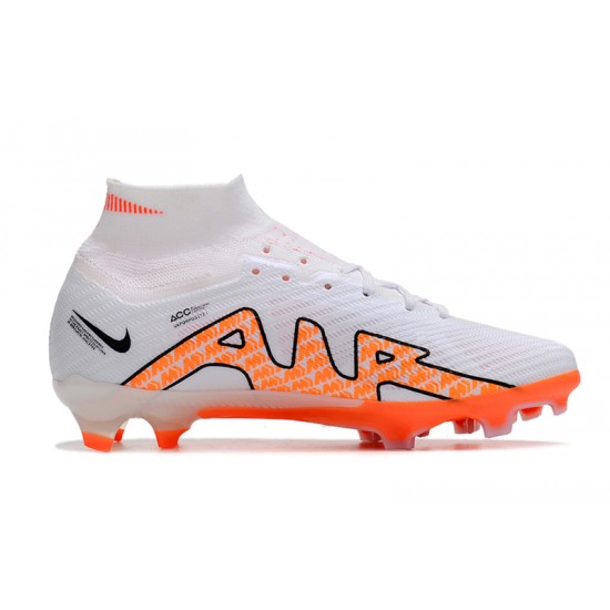 Nike Air Zoom Mercurial Superfly IX Elite FG High-top White Orange Women And Men Soccer Cleats 