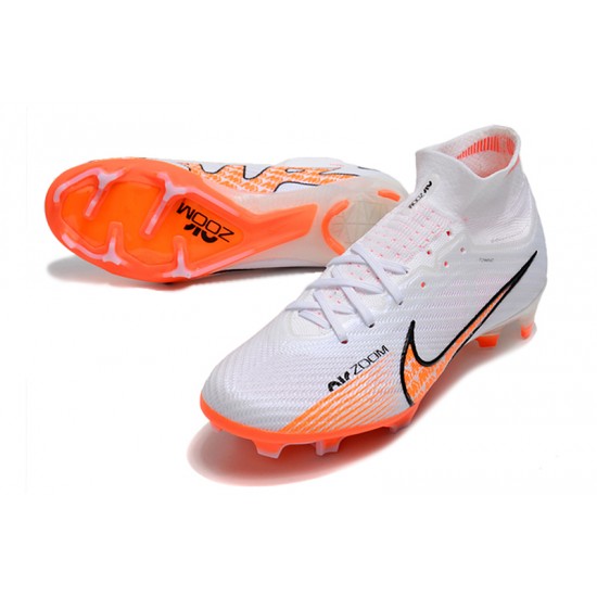 Nike Air Zoom Mercurial Superfly IX Elite FG High-top White Orange Women And Men Soccer Cleats 