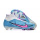 Nike Air Zoom Mercurial Superfly IX Elite FG High-top White Pink Blue Men Soccer Cleats 