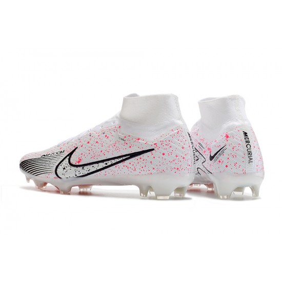 Nike Air Zoom Mercurial Superfly IX Elite FG High-top White Pink Women And Men Soccer Cleats 