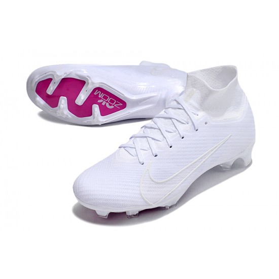 Nike Air Zoom Mercurial Superfly IX Elite FG High-top White Purple Women And Men Soccer Cleats 