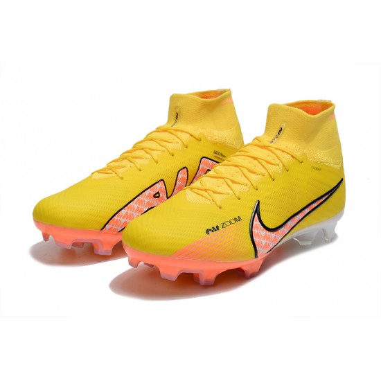 Nike Air Zoom Mercurial Superfly IX Elite FG High-top Yellow Orange Women And Men Soccer Cleats 