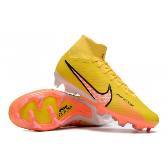 Nike Air Zoom Mercurial Superfly IX Elite FG High-top Yellow Orange Women And Men Soccer Cleats 