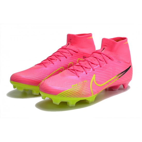 Nike Air Zoom Mercurial Superfly IX Elite FG High-top Yellow Pink Women And Men Soccer Cleats 