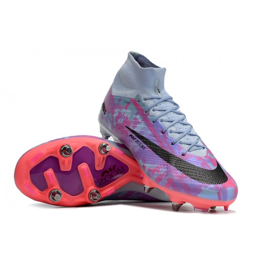 Nike Air Zoom Mercurial Superfly IX Elite SG High-top Purple Grey Men Soccer Cleats 