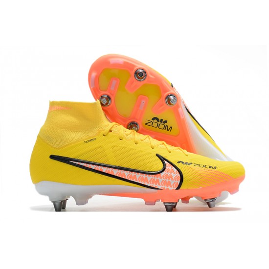 Nike Air Zoom Mercurial Superfly IX Elite SG High-top Yellow Men Soccer Cleats 