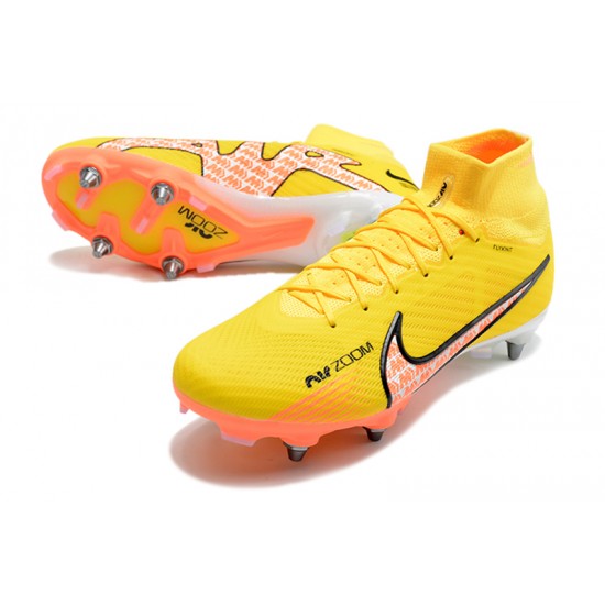 Nike Air Zoom Mercurial Superfly IX Elite SG High-top Yellow Men Soccer Cleats 