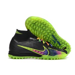 Nike Air Zoom Mercurial Superfly IX Elite TF High-top Black Green Women And Men Soccer Cleats 