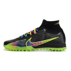 Nike Air Zoom Mercurial Superfly IX Elite TF High-top Black Green Women And Men Soccer Cleats 