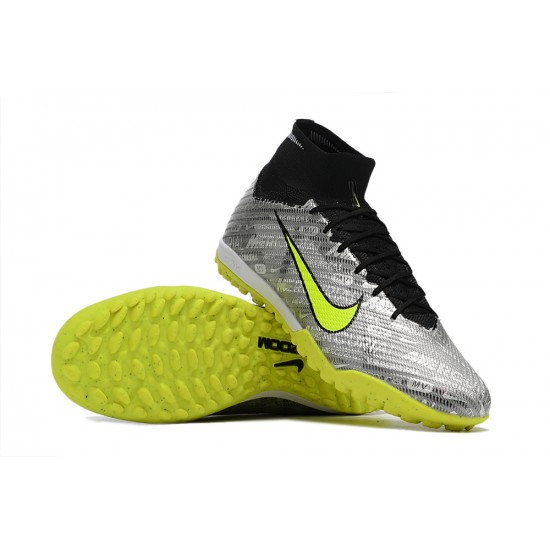 Nike Air Zoom Mercurial Superfly IX Elite TF High-top Black Grey Yellow Women And Men Soccer Cleats 