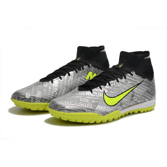 Nike Air Zoom Mercurial Superfly IX Elite TF High-top Black Grey Yellow Women And Men Soccer Cleats 