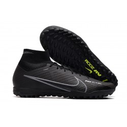 Nike Air Zoom Mercurial Superfly IX Elite TF High-top Black Women And Men Soccer Cleats 