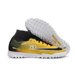 Nike Air Zoom Mercurial Superfly IX Elite TF High-top Black Yellow Women And Men Soccer Cleats 