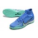 Nike Air Zoom Mercurial Superfly IX Elite TF High-top Blue Turqoise Women And Men Soccer Cleats 