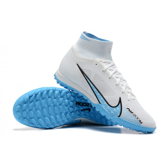 Nike Air Zoom Mercurial Superfly IX Elite TF High-top Blue White Men Soccer Cleats 