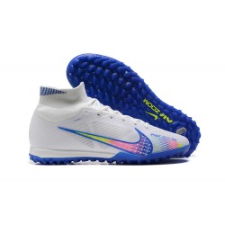 Nike Air Zoom Mercurial Superfly IX Elite TF High-top Blue White Women And Men Soccer Cleats 