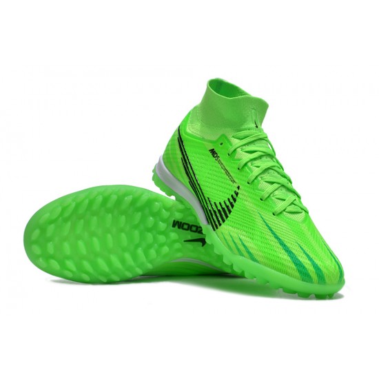 Nike Air Zoom Mercurial Superfly IX Elite TF High-top Green Black Women And Men Soccer Cleats 