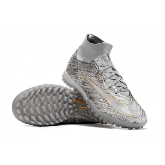 Nike Air Zoom Mercurial Superfly IX Elite TF High-top Grey Women And Men Soccer Cleats 