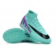 Nike Air Zoom Mercurial Superfly IX Elite TF High-top Purple Turqoise Women And Men Soccer Cleats 