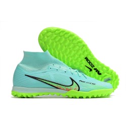 Nike Air Zoom Mercurial Superfly IX Elite TF High-top Turqoise Green Women And Men Soccer Cleats 